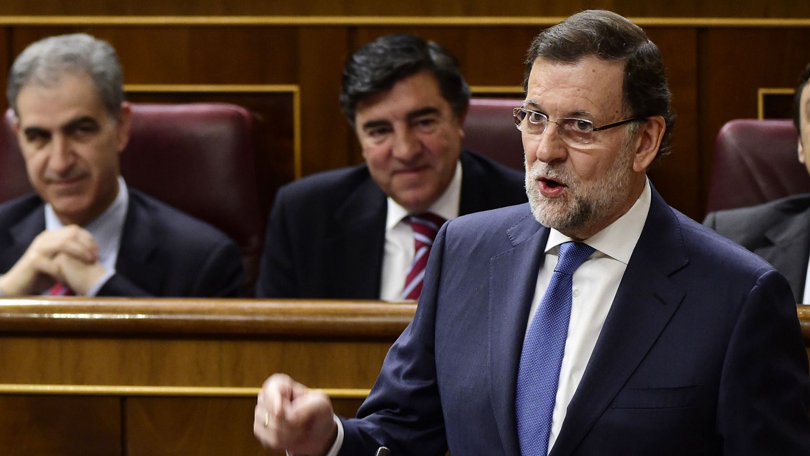 El presidente del Gobierno, Mariano Rajoy, durante la sesión de control en el Congreso de los Diputados.