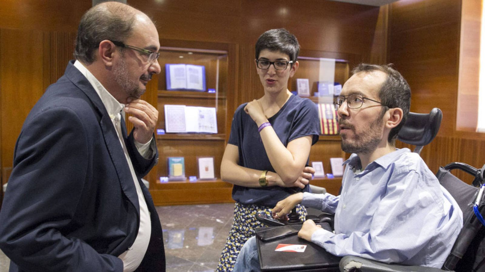 Los candidatos de PSOE y Podemos a la Presidencia de Aragón Javier Lambán y Pablo Echenique. 