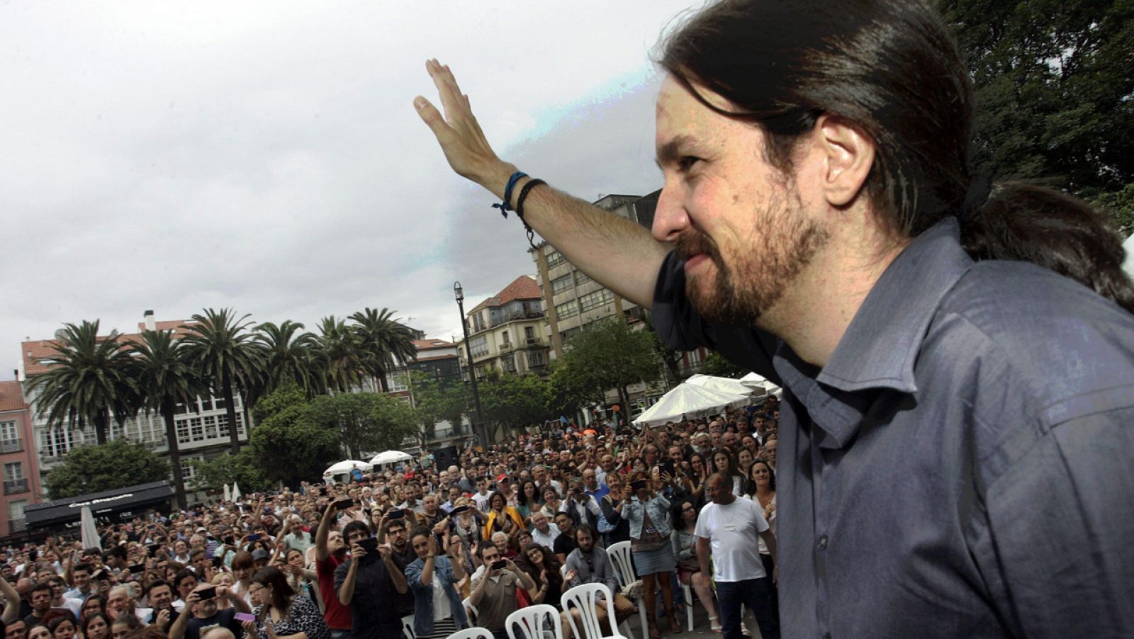 El secretario general de Podemos, Pablo Iglesias, en un acto en Ferrol