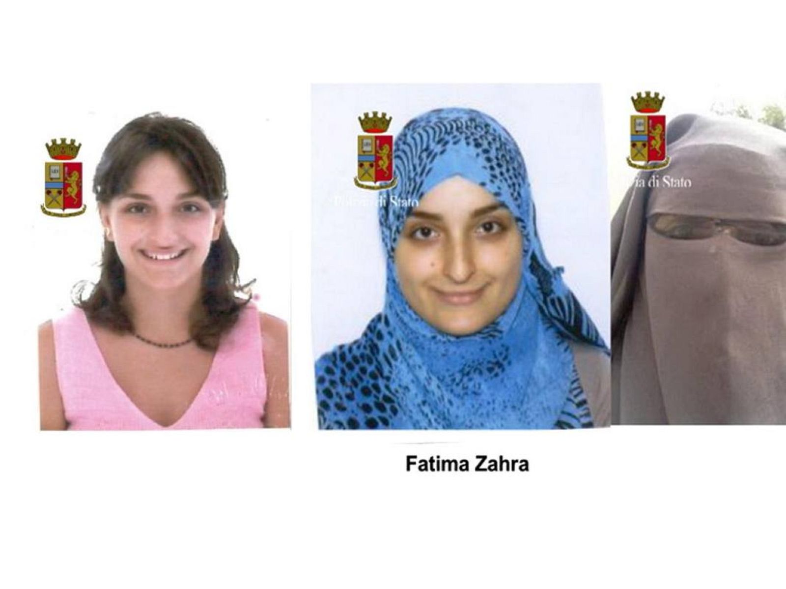 Fotografías distribuídas por la Polizia di Stato italiano que muestran el cambio de Maria Giulia Sergio. POLIZIA DI STATO/ Corriere della Sera