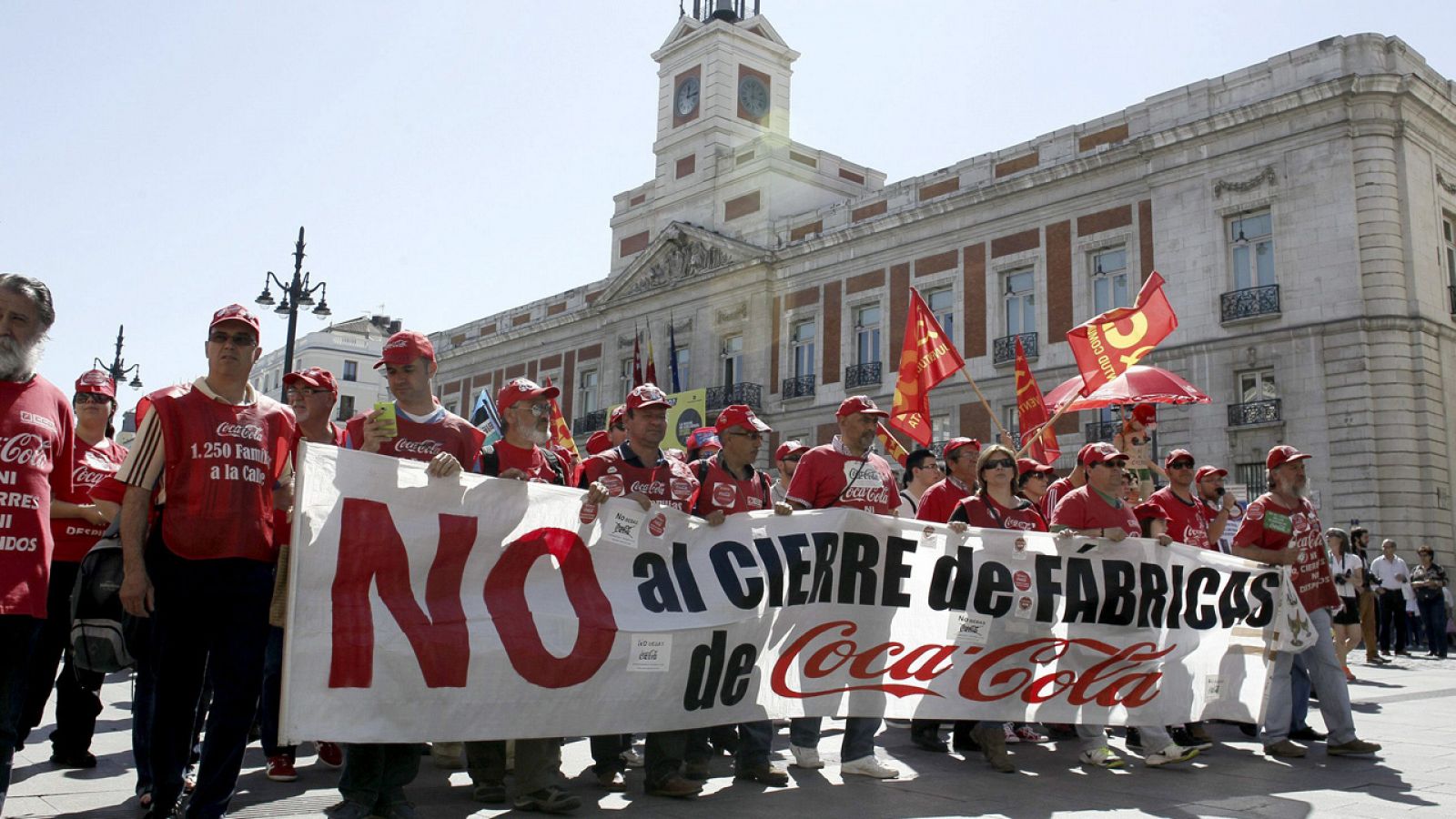 Los trabajadores de Coca-Cola despedidos, en una protesta en Madrid en abril de 2014