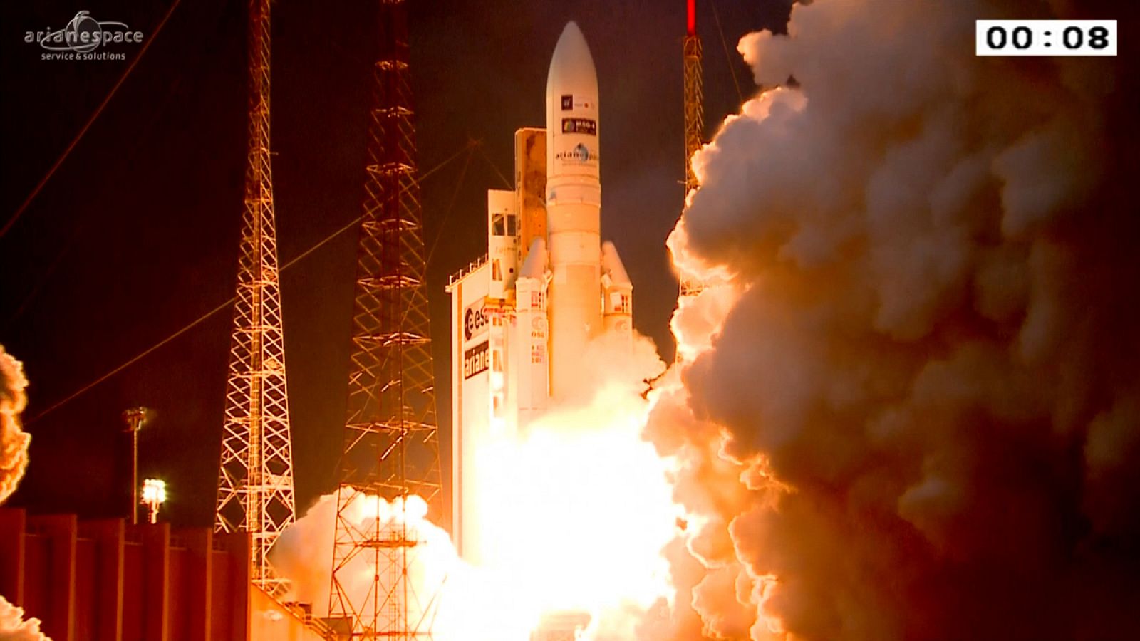Imagen publicada por la ESA del lanzamiento del Meteosat-11 desde Guayana Francesa.