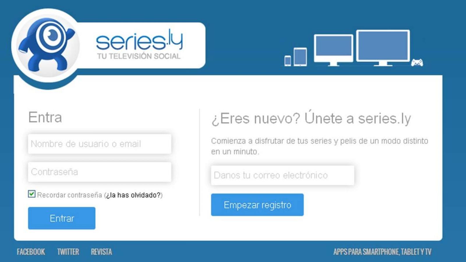 Página principal de la web de descargas 'Series.ly'