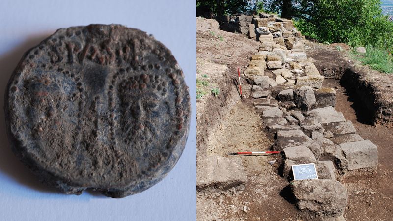 Imagen del sello papal y excavaciones del CSIC en Tusculum (Italia)