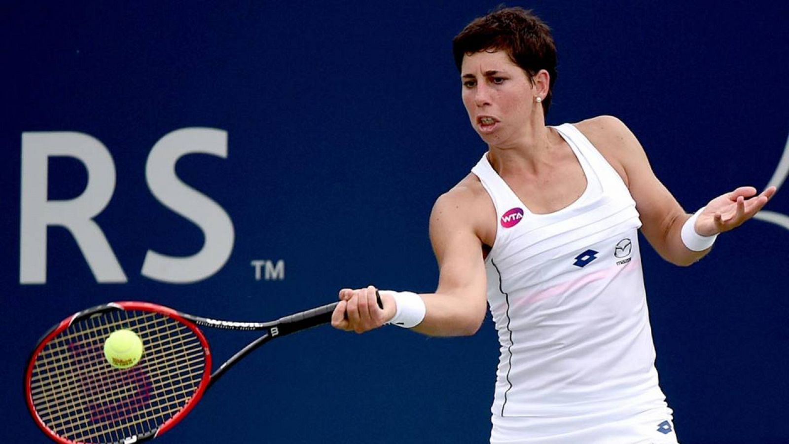 Carla Suárez, durante el encuentro frente a Alize Cornet