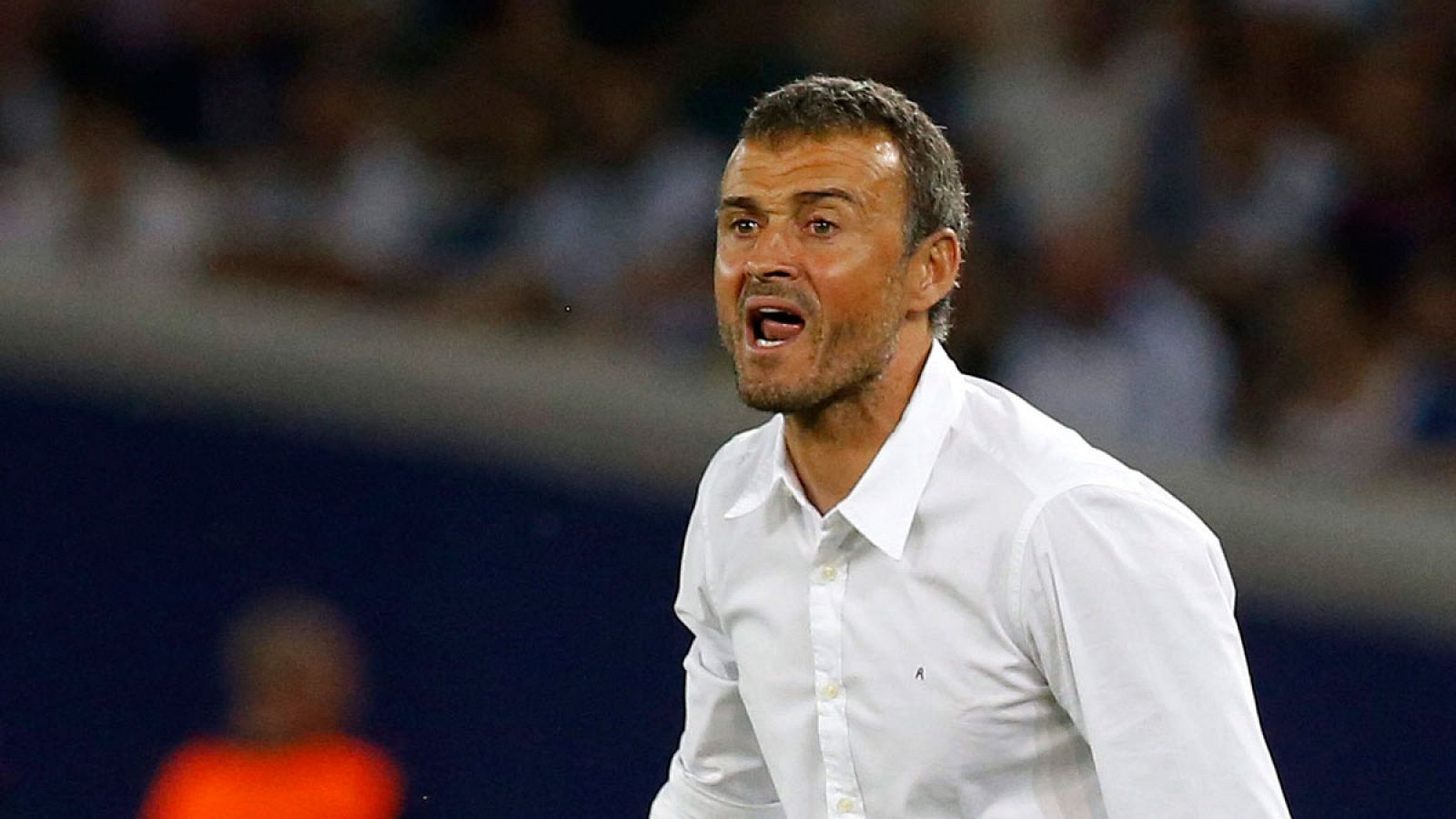 El entrenador del FC Barcelona, Luis Enrique Martínez, durante el partido de la Supercopa de Europa contra el Sevilla