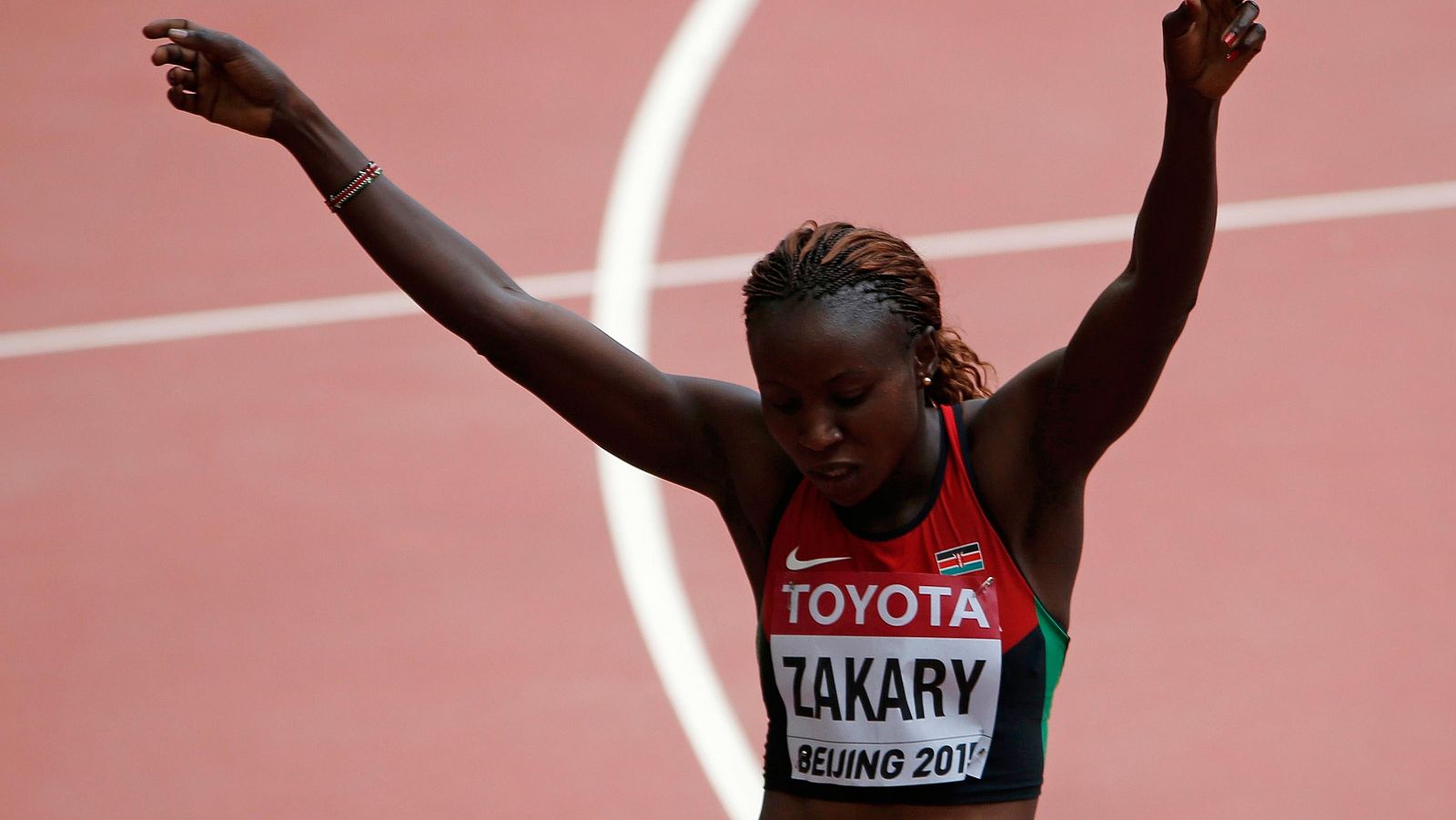 La atletas keniana Joyce Zakary, en su participación en Pekín 2015.