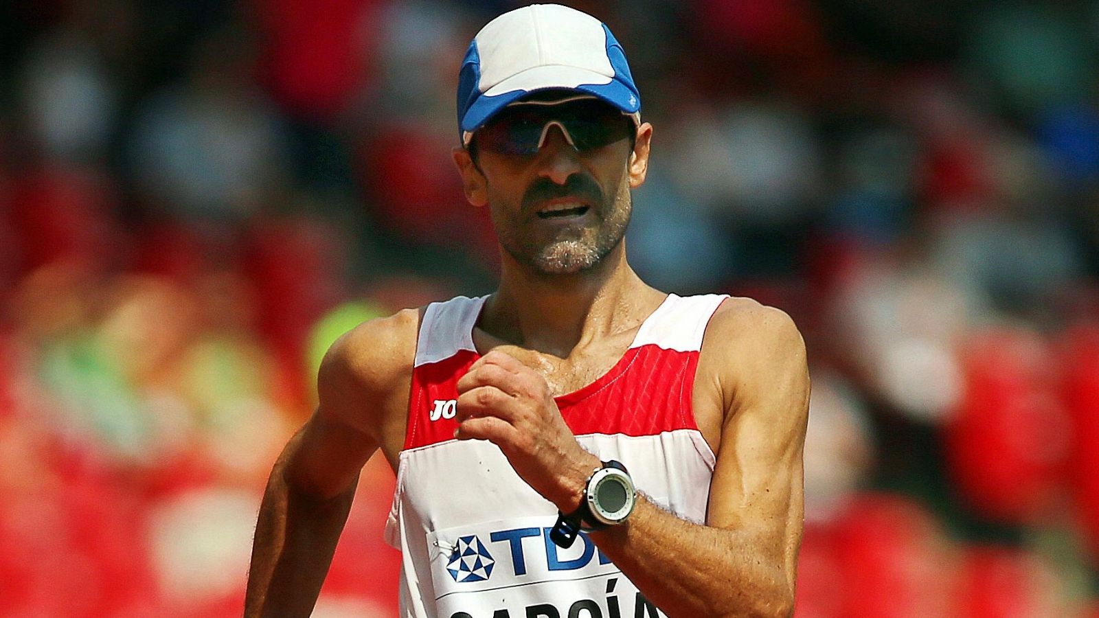 El marchador español Jesús Ángel García Bragado, tras la final de 50km. marcha