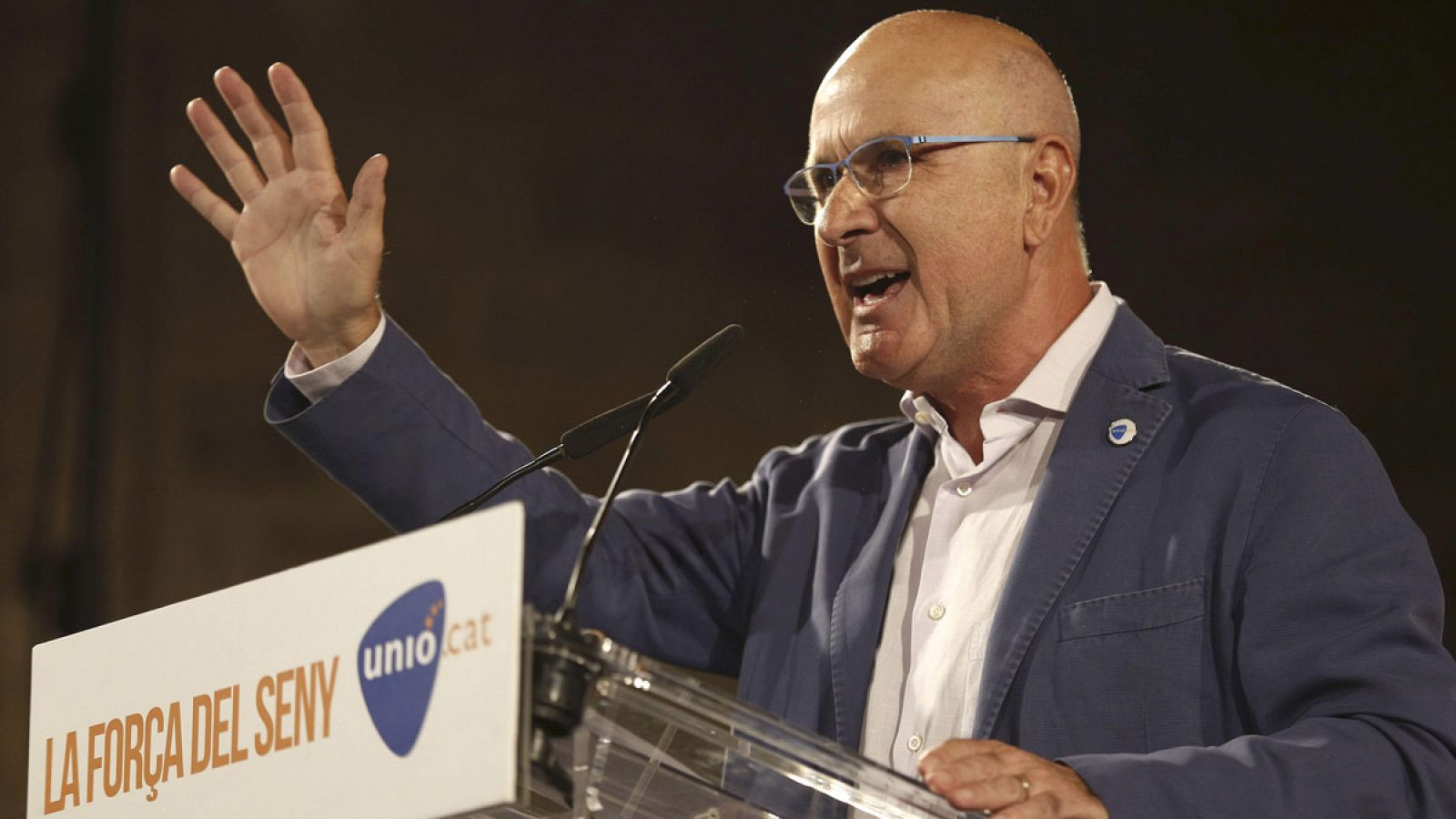 El presidente de Unió Democrática de Cataluña, Josep Antoni Duran i Lleida, en el acto de inicio de campaña a las elecciones catalanas del 27S.