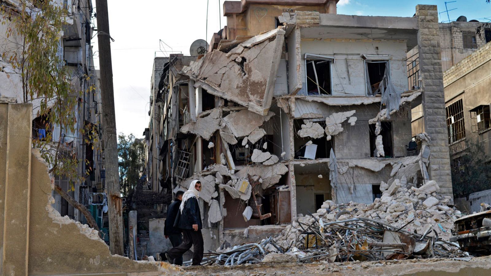 Imagen de archivo de un edificio destruido en Alepo en febrero de 2014.