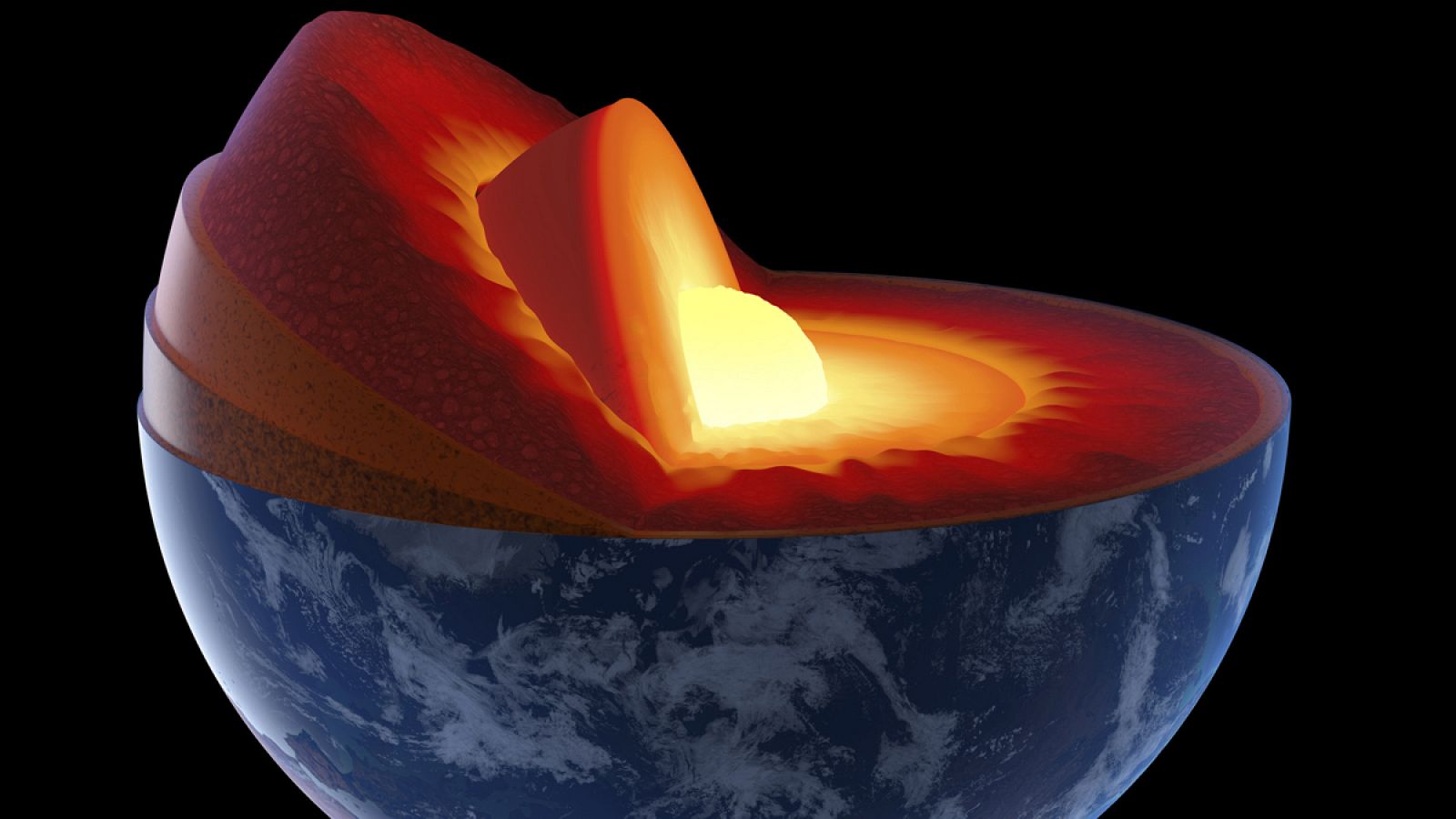 La capa más profunda de la Tierra es un bola de hierro sólido rodeada por un núcleo externo líquido.