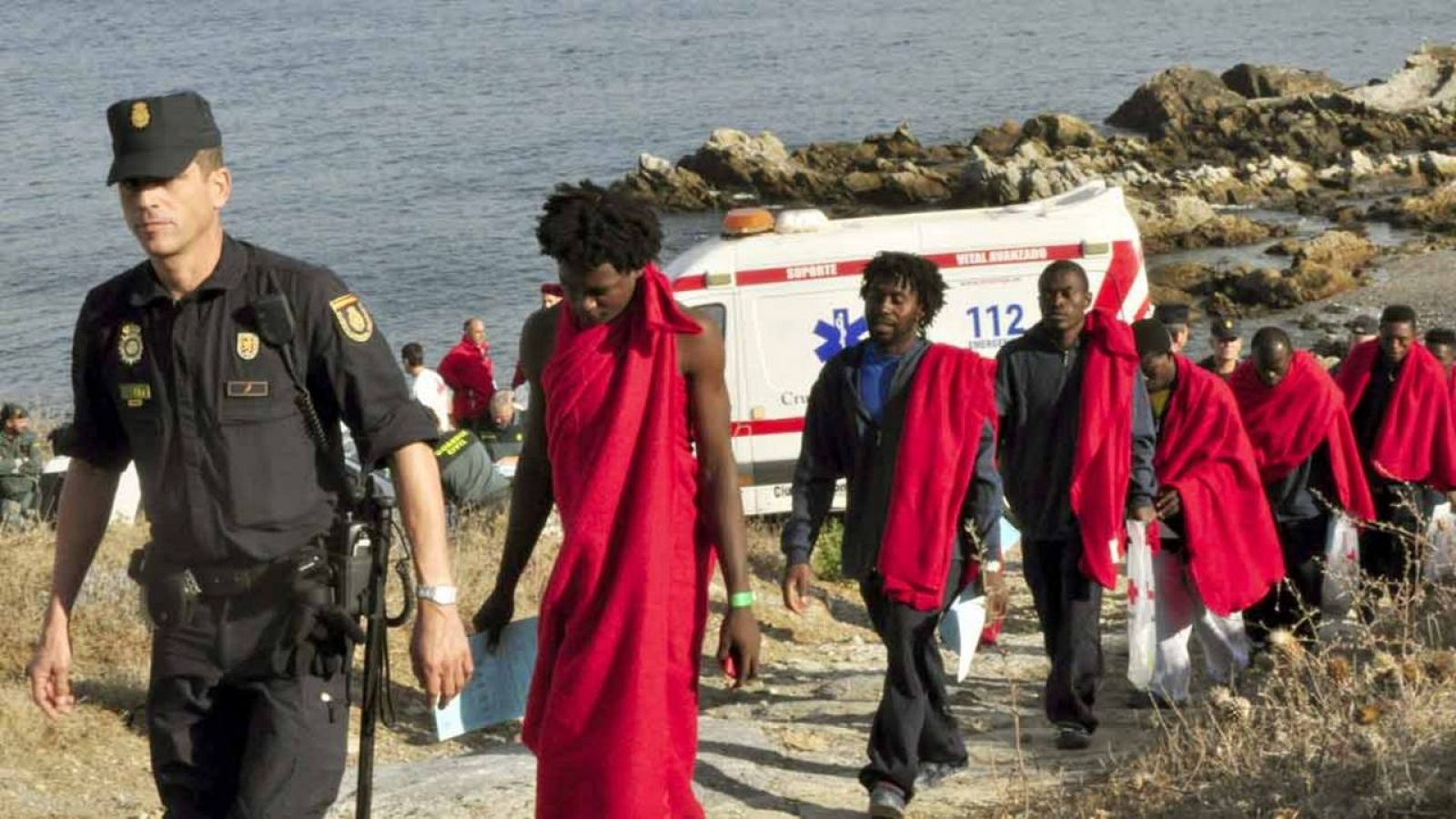 Un grupo de inmigrantes subsaharianos en Ceuta el pasado 3 de octubre.