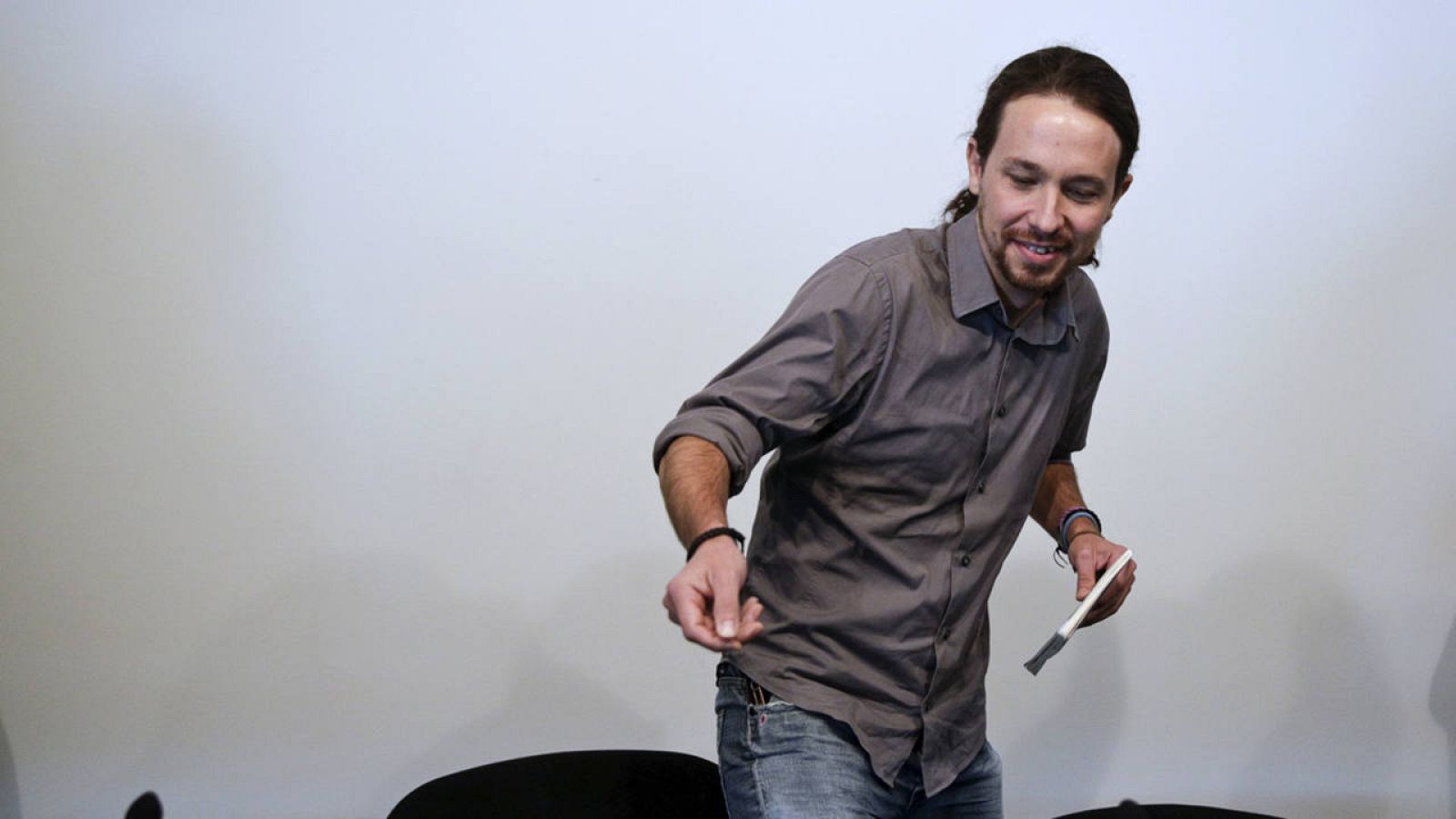 El secretario general de Podemos, Pablo Iglesias, durante el acto de presentación del Consejo de expertos económicos que asesoran al partido.