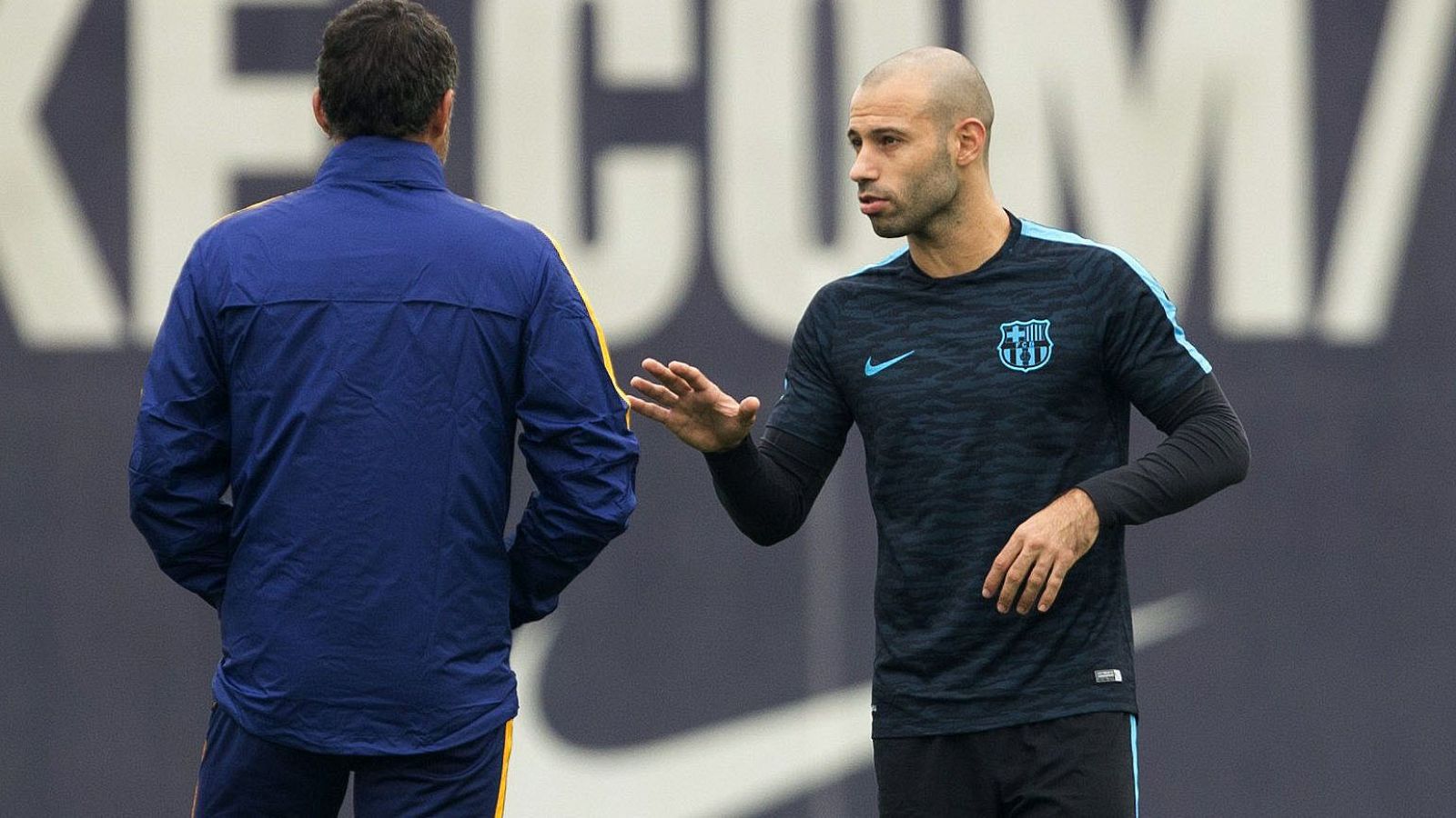 Javier Mascherano, en un entrenamiento con el Barcelona.