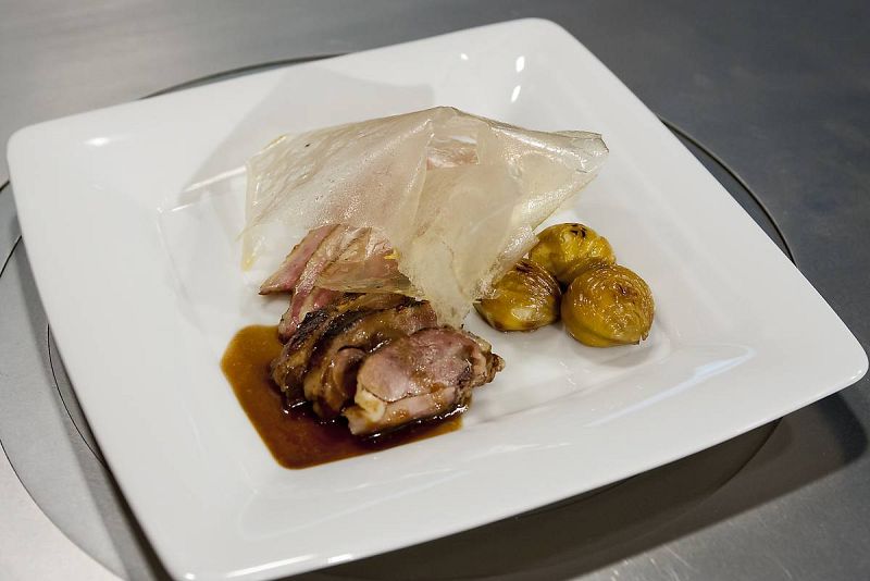 Pata Barberie con castañas y nube de patata