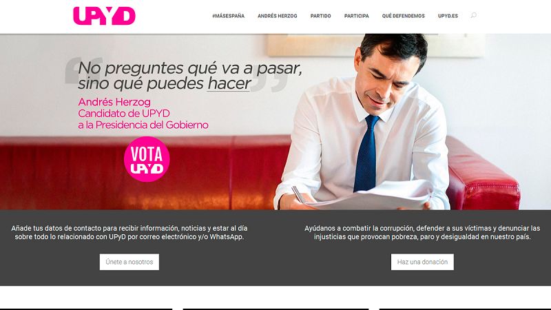 Imagen de la web electoral de UPyD en las elecciones generales del 20D
