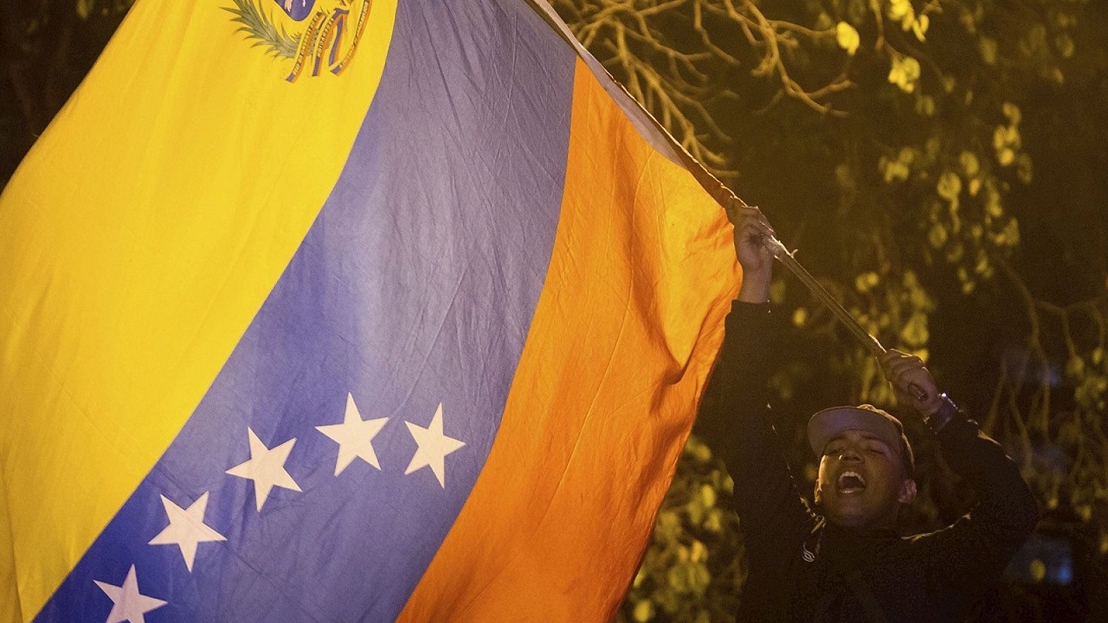 Un grupo de personas celebran la victoria obtenida por la coalición opositora Mesa de Unidad Democrática (MUD) el lunes 7 de diciembre de 2015, en la ciudad de Caracas (Venezuela). EFE/Miguel Gutiérrez