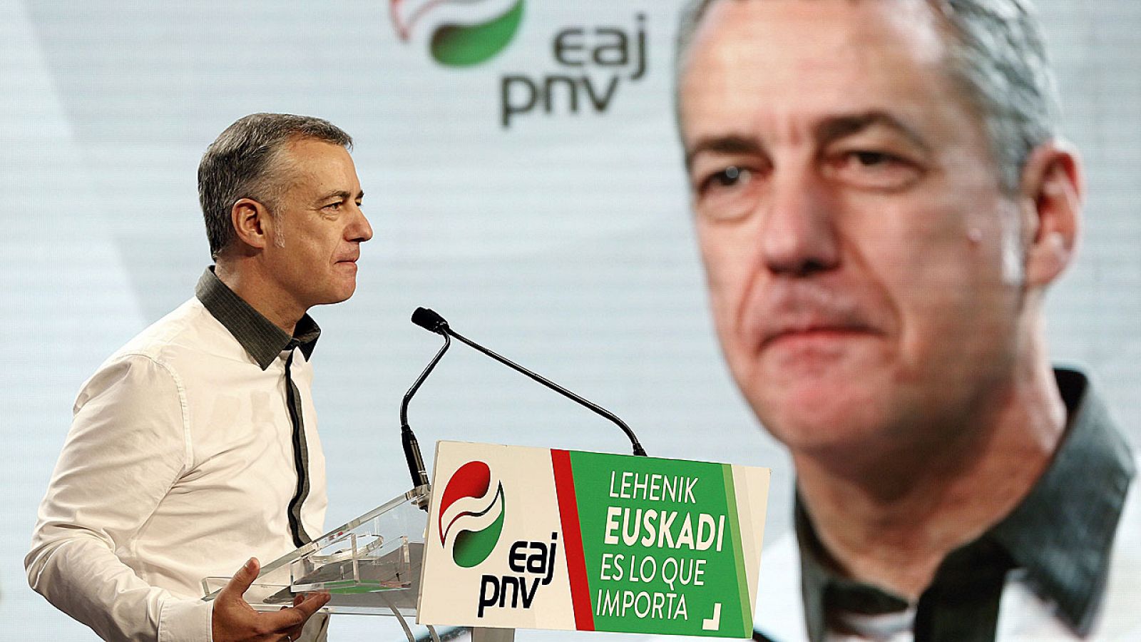 El lehendakari, Iñigo Urkullu, durante su intervención en un mitin del PNV en San Sebastián.