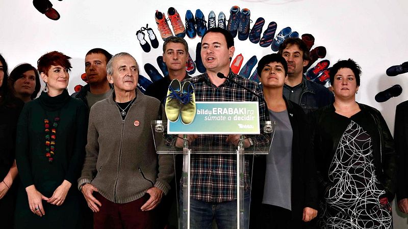 El presidente de Sortu y portavoz de EH-Bildu, Hasier Arraiz, valora los resultados de las elecciones generales en Pamplona