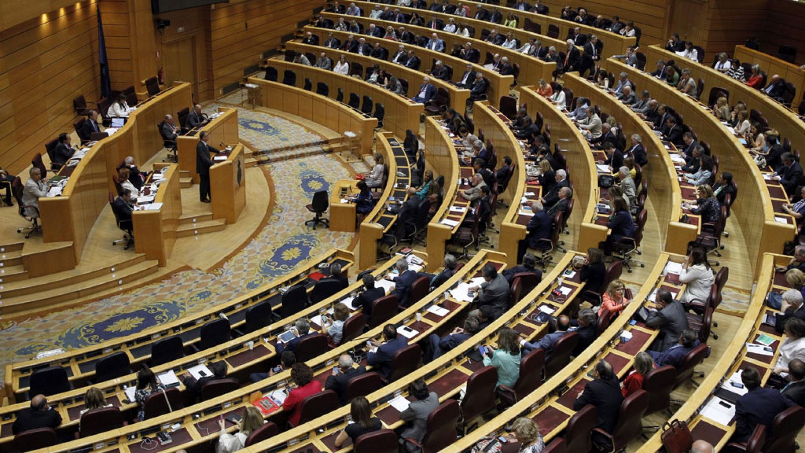 Un momento del pleno del Senado que debate y vota el proyecto de ley orgánica que regula la abdicación del Rey Juan Carlos.