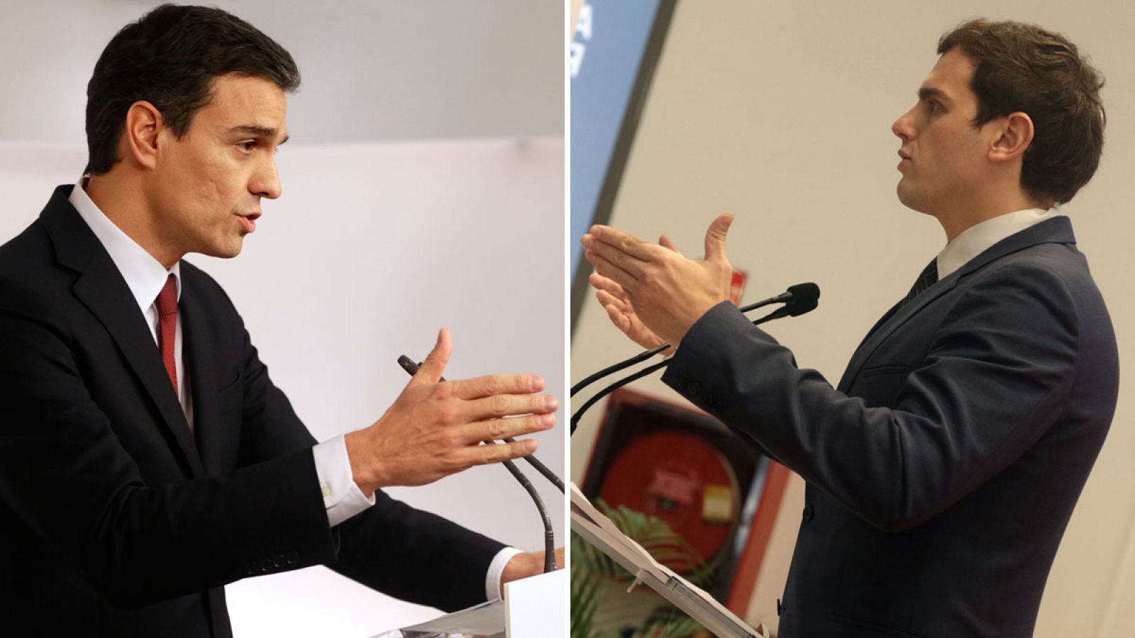 El secretario general del PSOE, Pedro Sánchez, y el presidente de Ciudadanos, Albert Rivera
