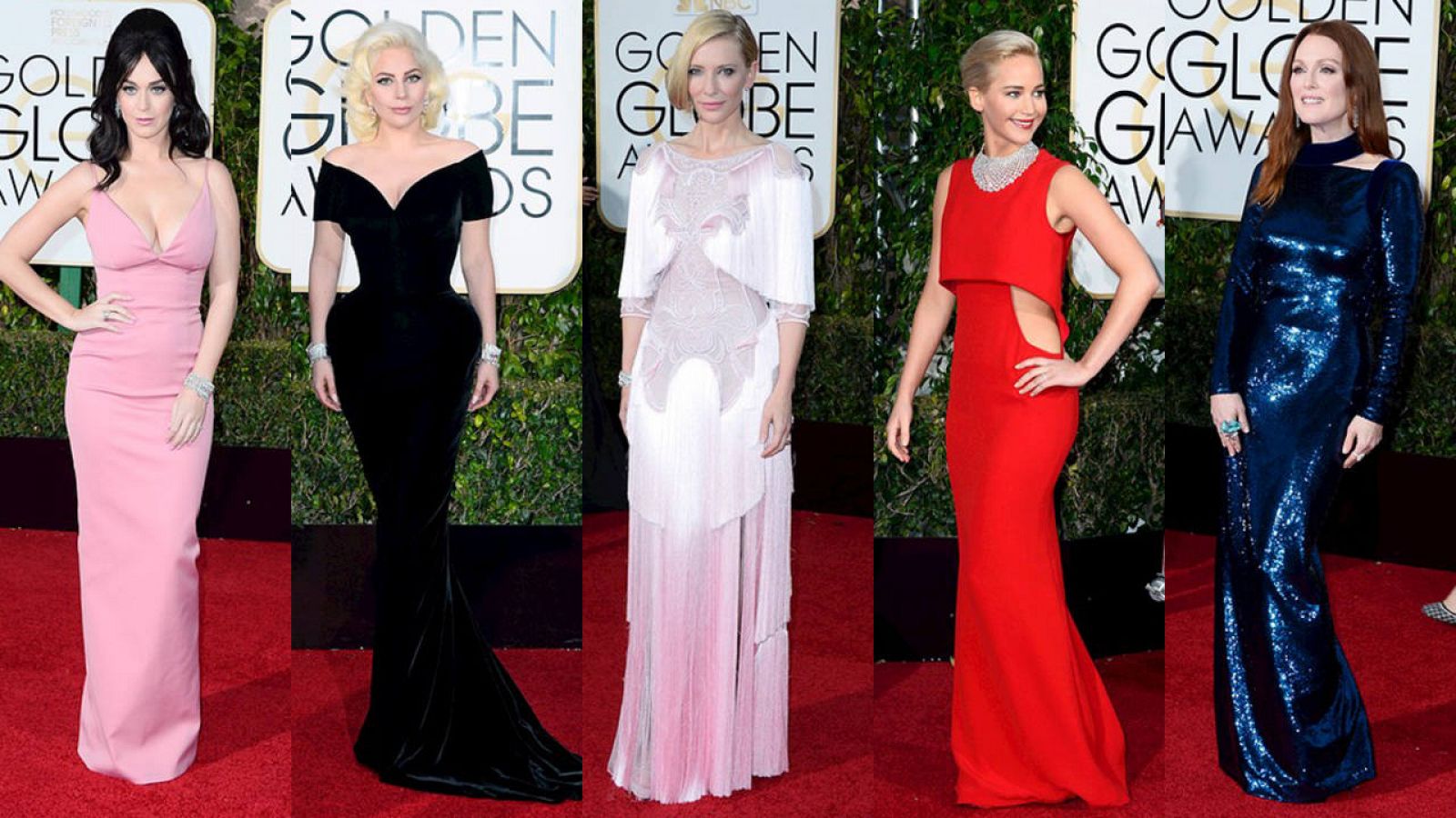 Katy Perry, Lady Gaga, Cate Blanchett, Jennifer Lawrence y Julianne Moore.