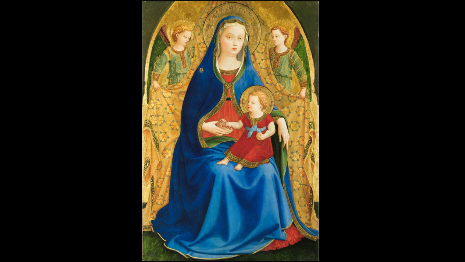 'Virgen con el Niño y dos ángeles' o 'Madonna de la granada'. Guido di Pietro, llamado Fra Angélico (Mugello, 1390-Roma, 1455).