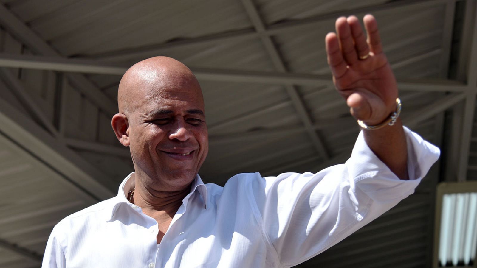 Michel Martelly horas antes de que terminara su mandato como presidente de Haití.