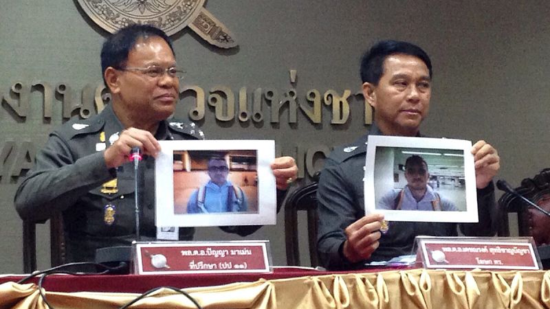 Los responsables de la investigación muestran dos imágenes de los sospechosos del asesinato de David Bernat, entre los que está Artur Segarra