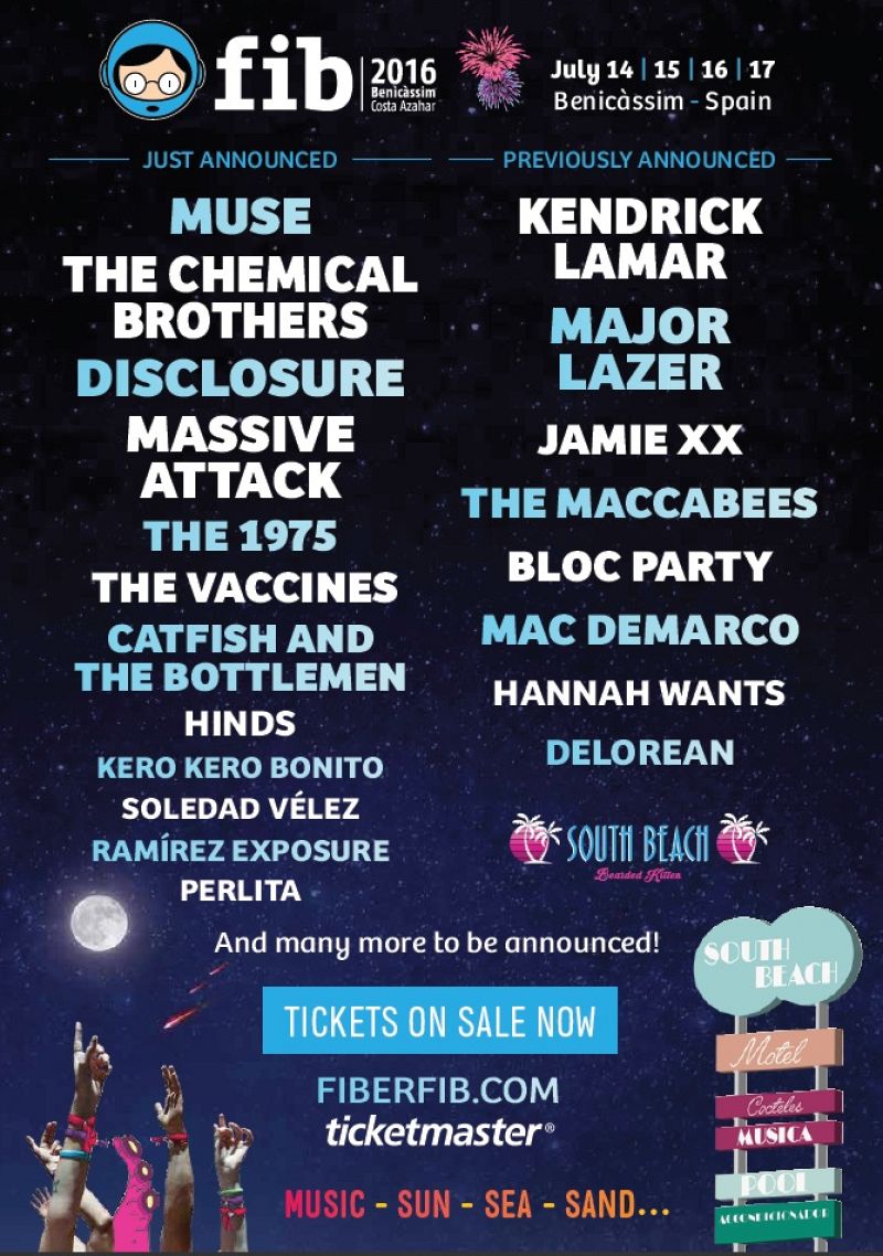 Así queda el cartel del FIB 2016 con los nombres que se suman a los ya anunciados