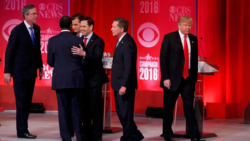 Imagen de los candidatos republicanos antes del debate de este sábado en Carolina del Sur.