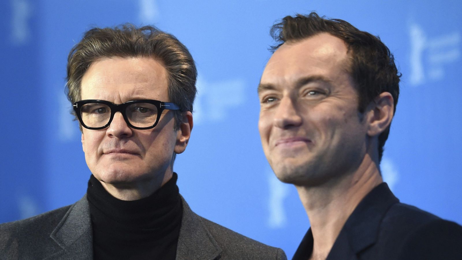 Los actores británicos Colin Firth y Jude Law, en la presentación de 'Genius' en el Festival Internacional de Cine de Berlín.
