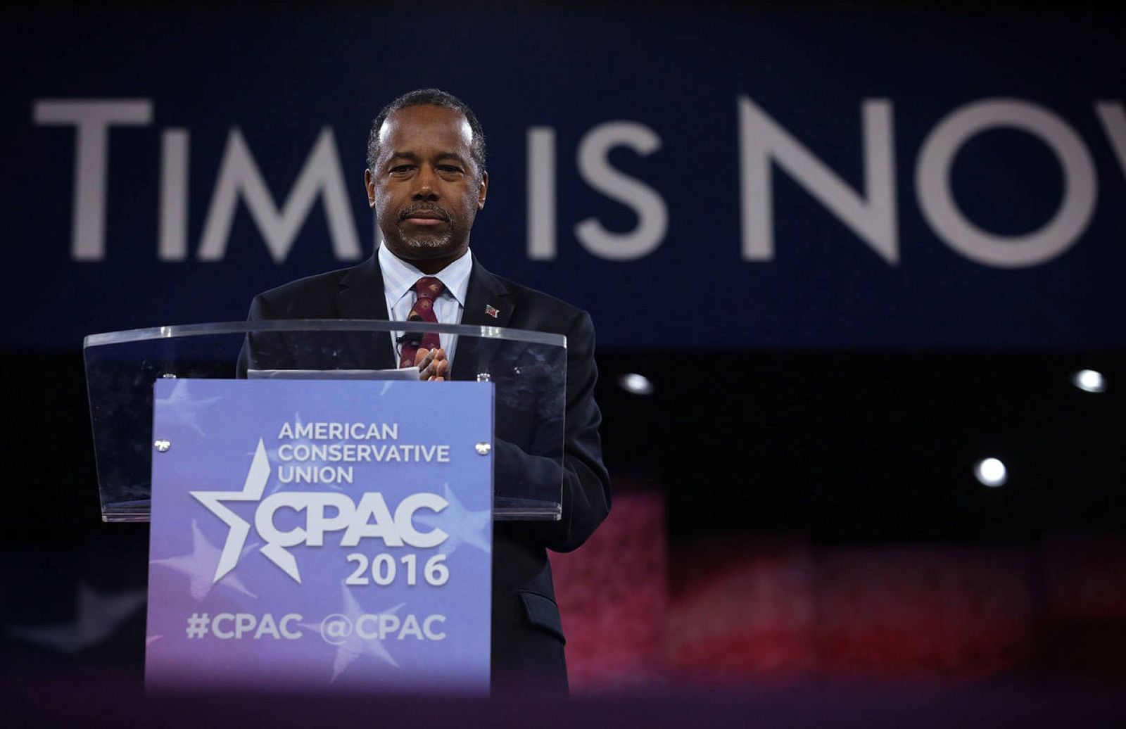 Ben Carson durante su discurso en la Conferencia de Acción Política Conservadora este viernes, 4 de febrero. 