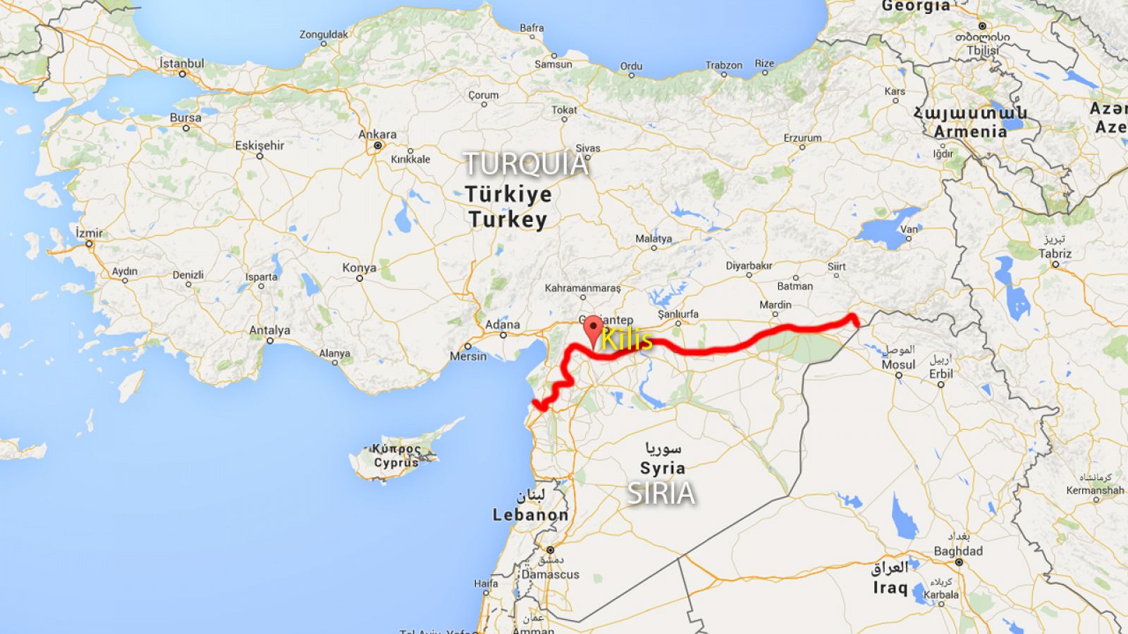 La ciudad turca de Kilis, situada a 4 km. de la frontera entre Siria y Turquía