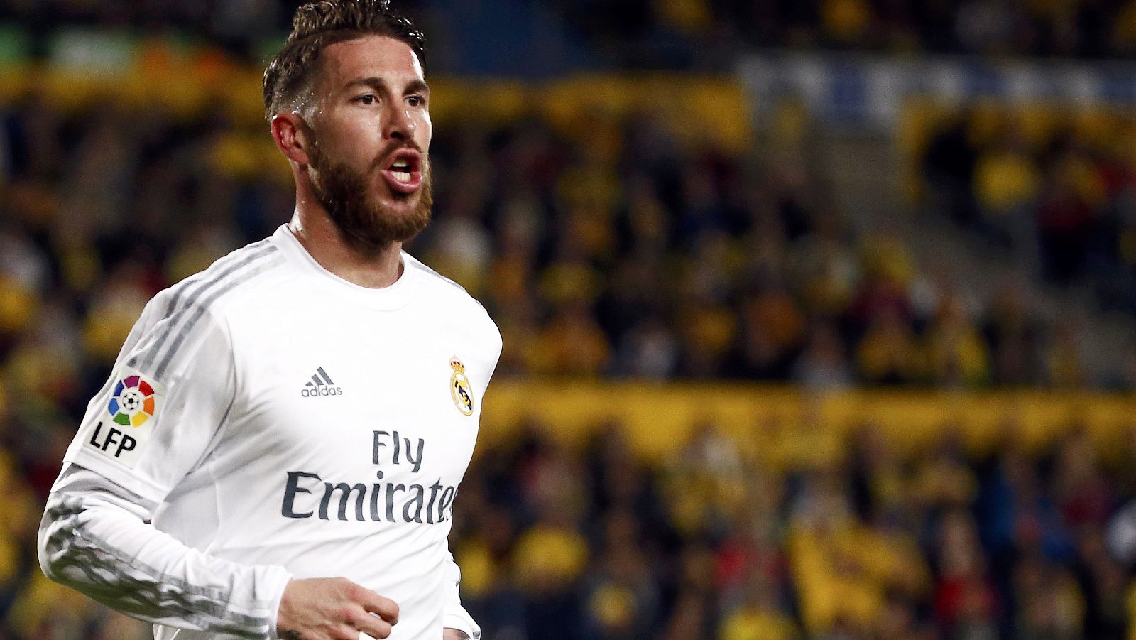 Sergio Ramos celebra su gol a la UD Las Palmas.