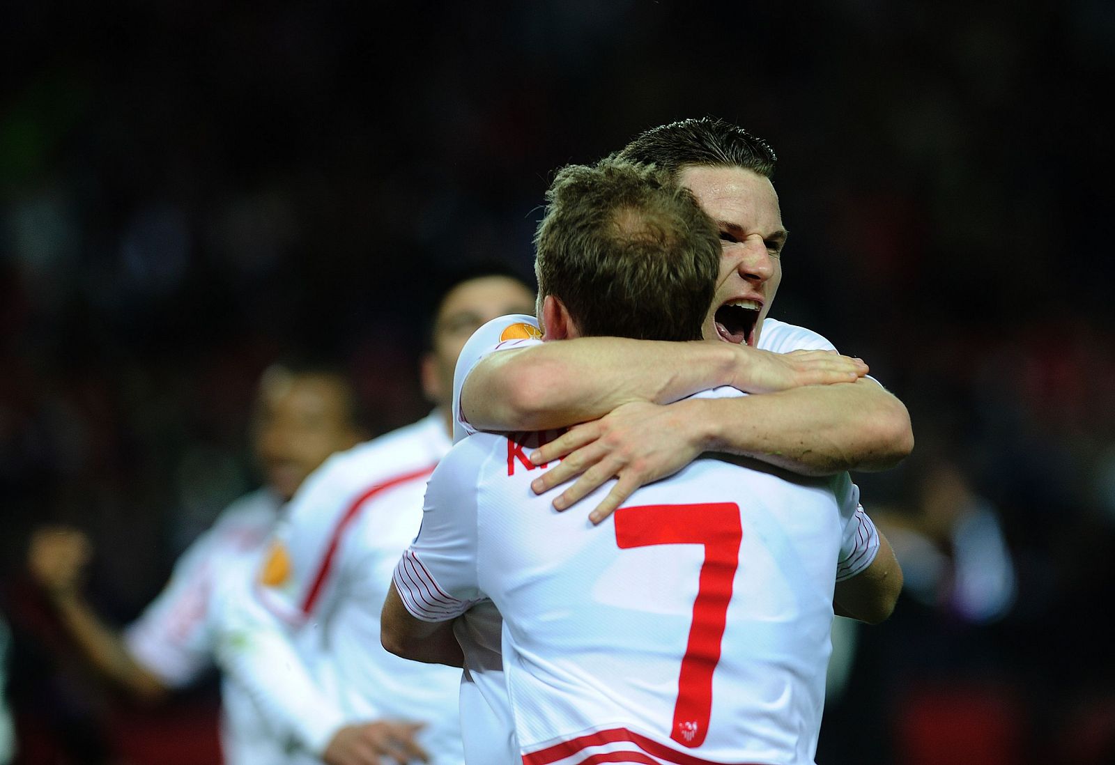 Gameiro celebra un gol del Sevilla.