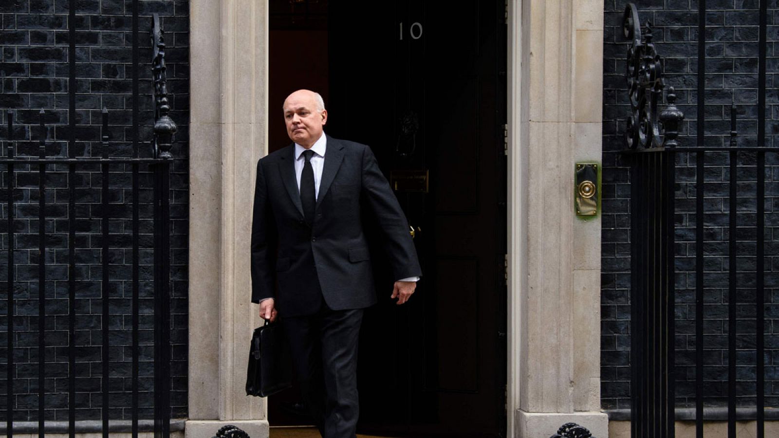 Duncan Smith saliendo de una reunión el 16 de marzo en Downing Street
