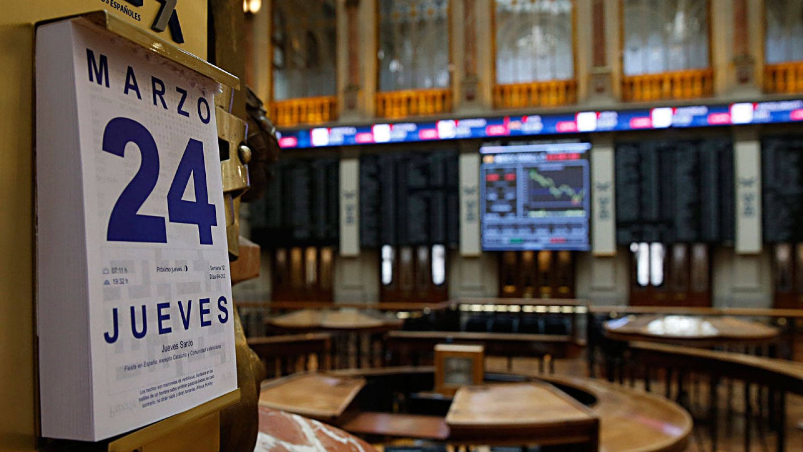 La Bolsa cierra a la baja su última jornada antes de Semana Santa 