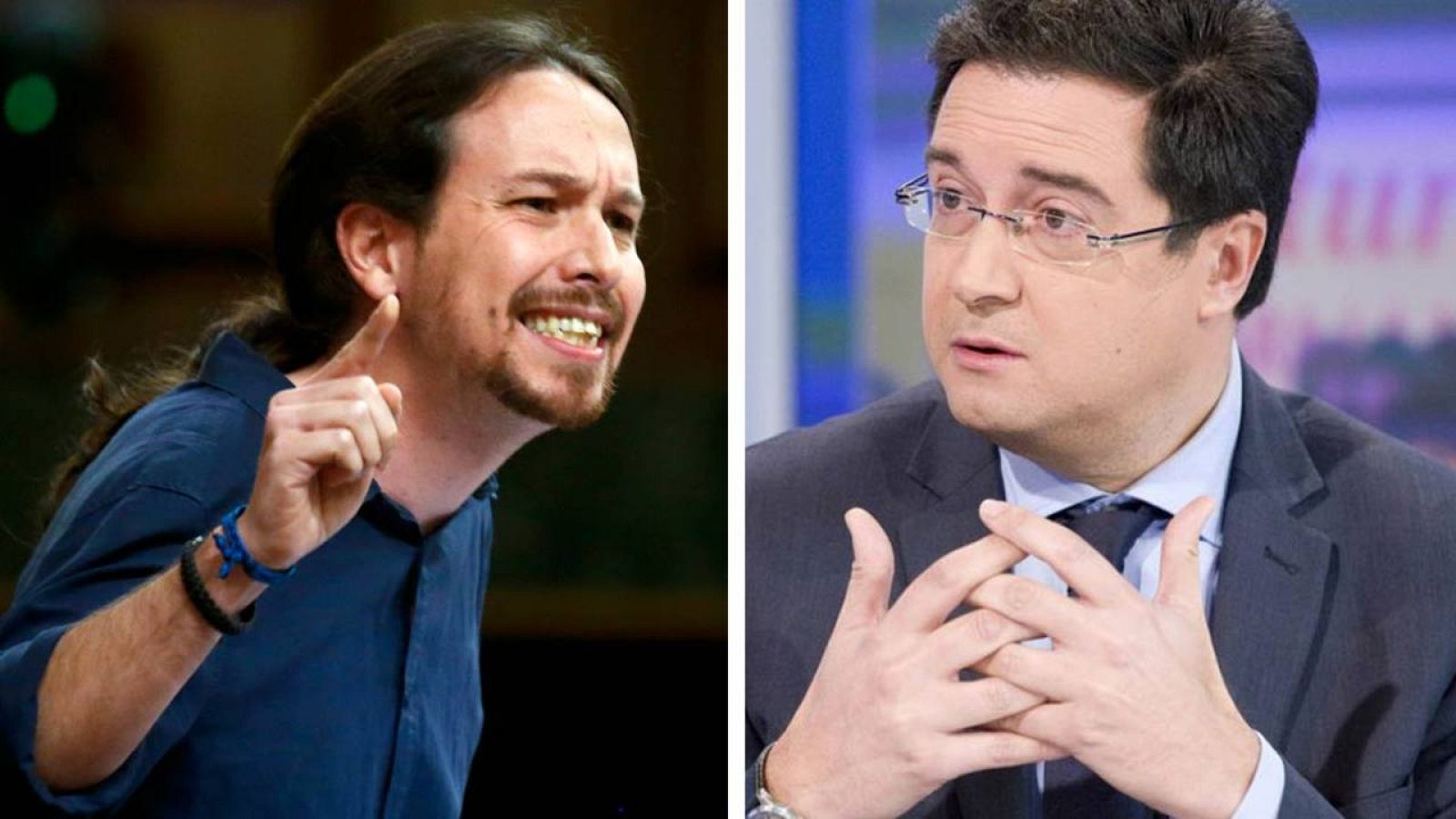 El líder de Podemos, Pablo Iglesias, y el portavoz del PSOE en el Senado, Óscar López.