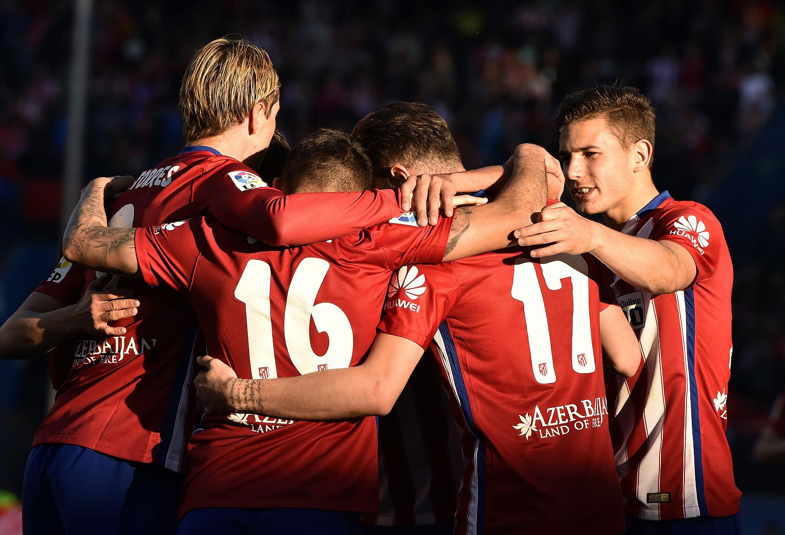 Los jugadores del Atlético celebran el tercer gol ante el Granada