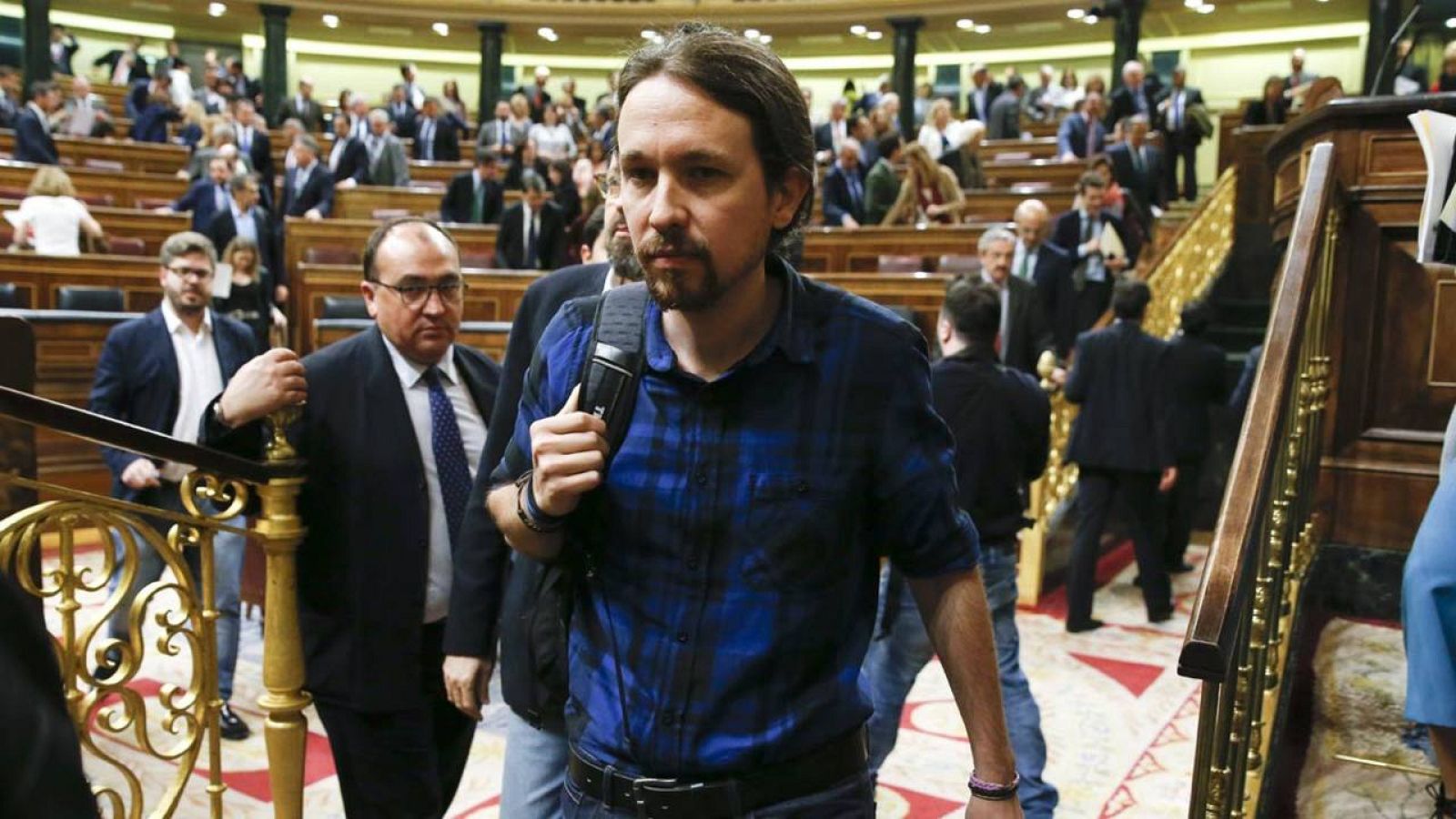 El secretario general de Podemos, Pablo Iglesias, en el Congreso.