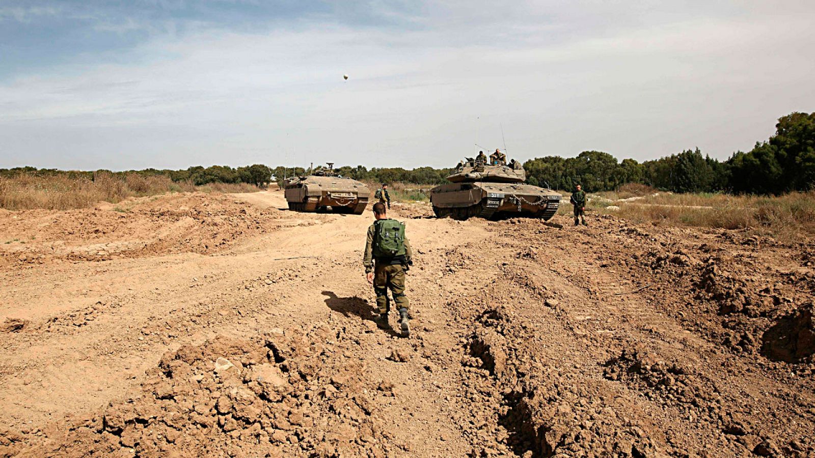 Tropas israelíes en la frontera con la Franja de Gaza