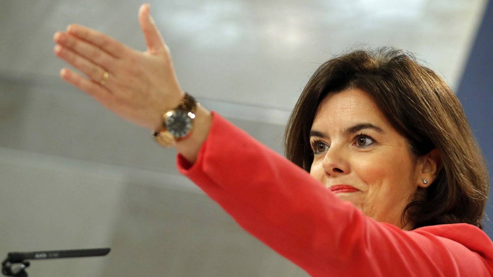 La vicepresidenta en funciones, en la rueda de prensa tras el Consejo de Ministros