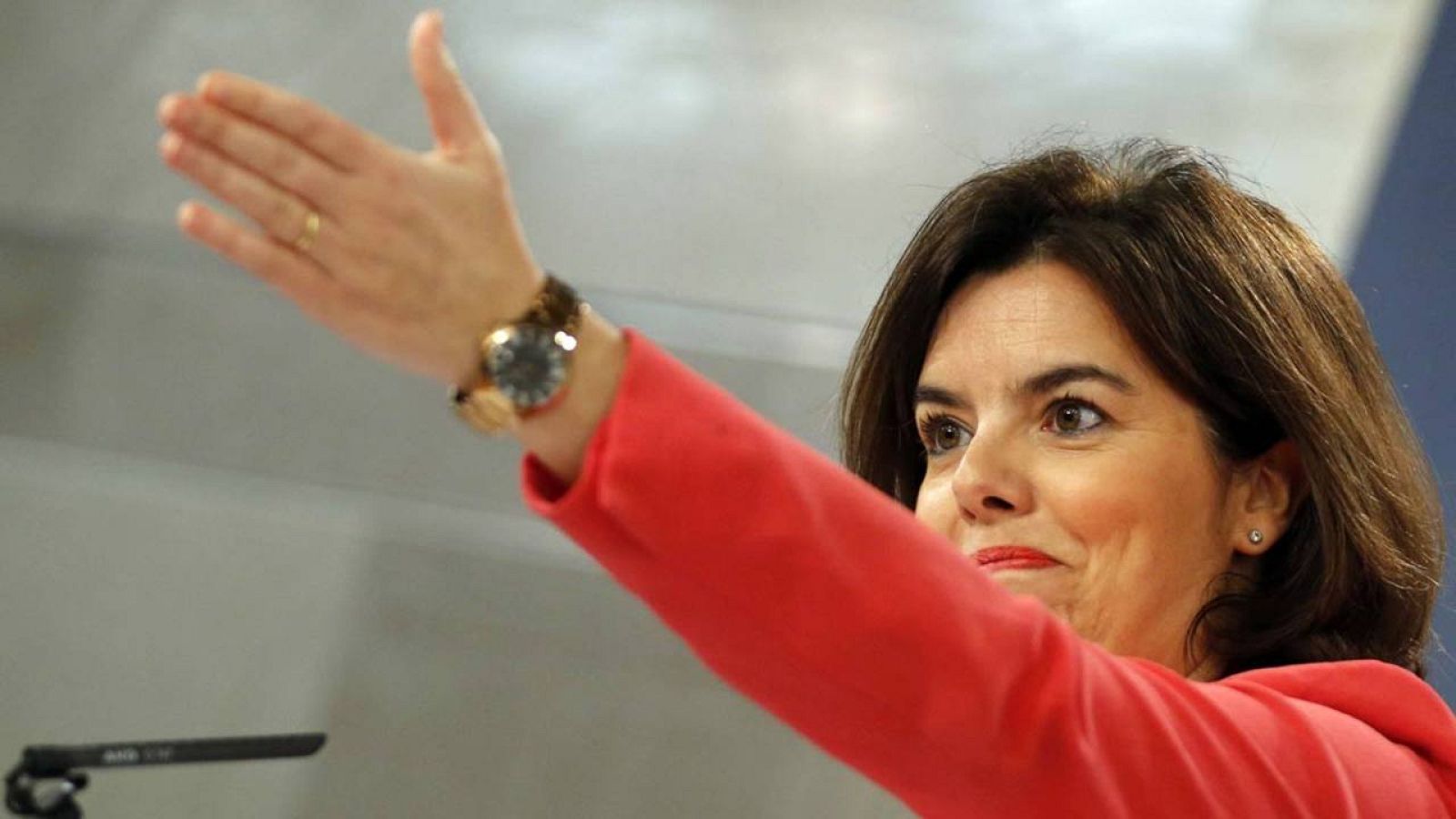 La vicepresidenta en funciones, en la rueda de prensa tras el Consejo de Ministros.