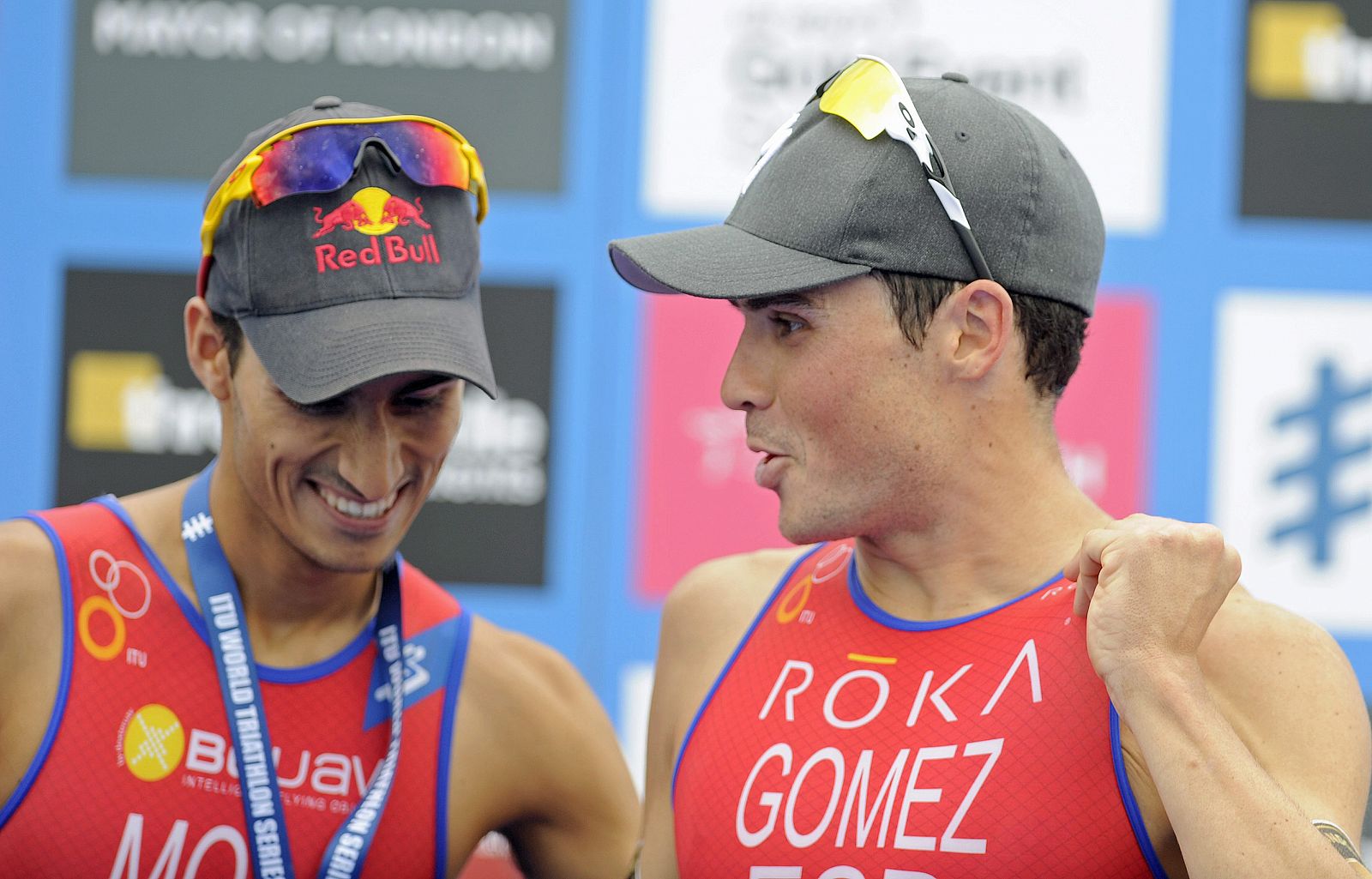 Javier Gómez Noya y Mario Mola en 2014, rivales, compañeros y amigos.