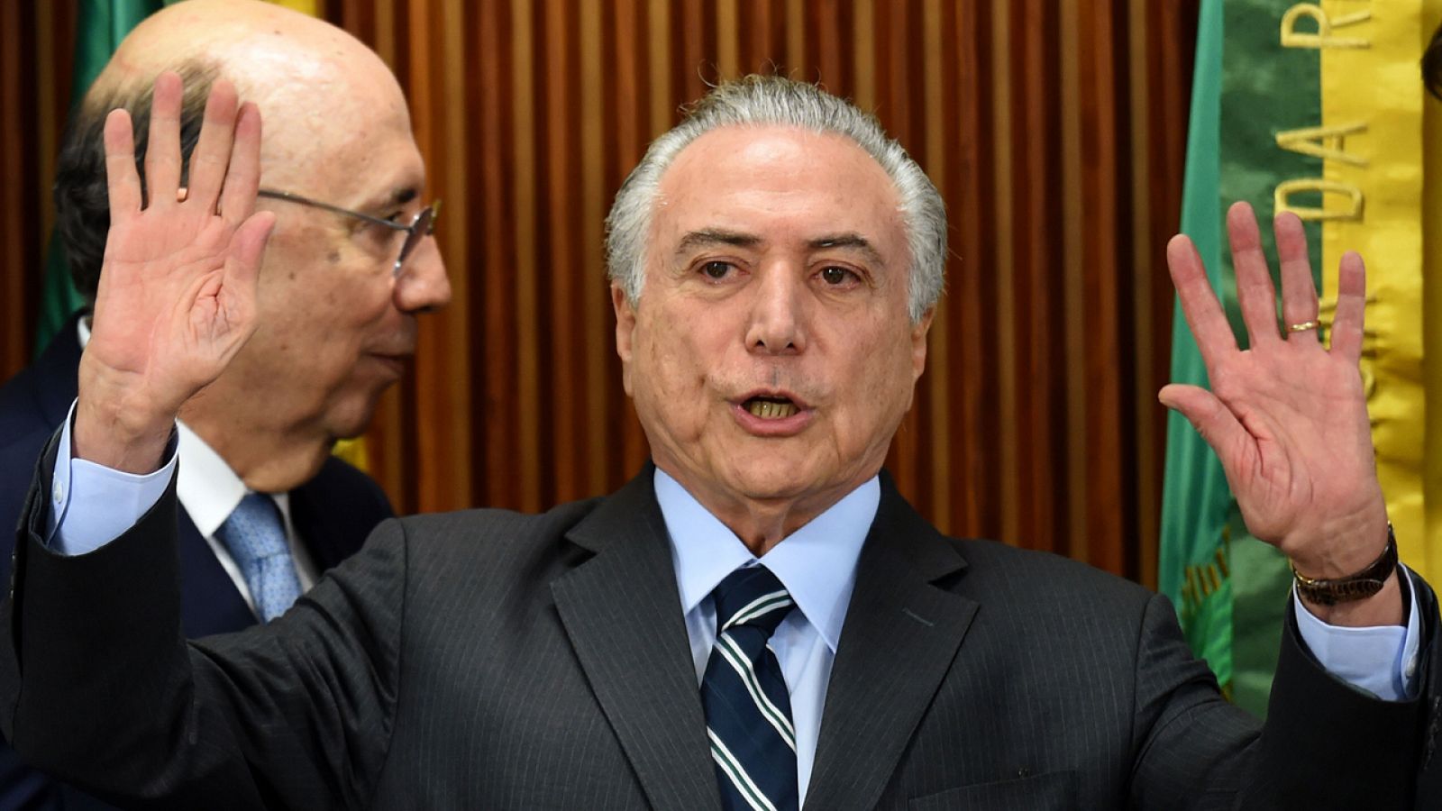 El presidente interino de Brasil, Michel Temer, durante un mitin en Brasilia