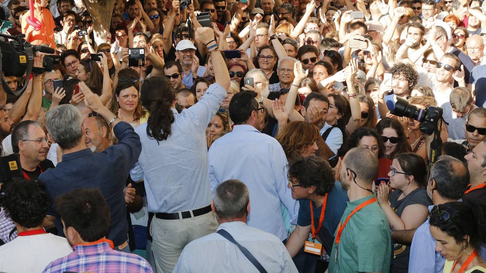 El secretario general de Podemos, Pablo Iglesias, en un mitin de la campaña del 26J.