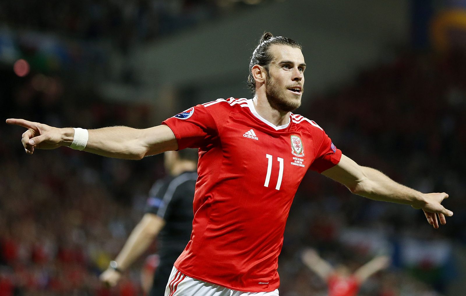 Bale celebra el 0-3 ante Rusia, hecho por él.