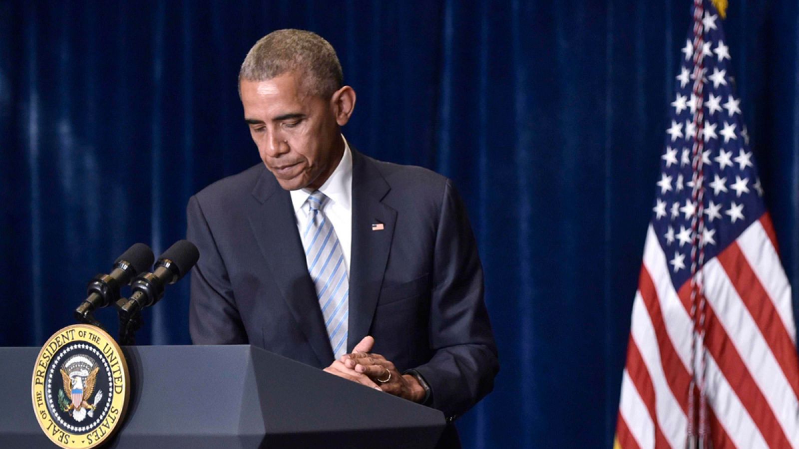 El presidente de Estados Unidos, Barack Obama, durante su rueda de prensa en Varsovia, ciudad en la que se celebra la cumbre de la OTAN.