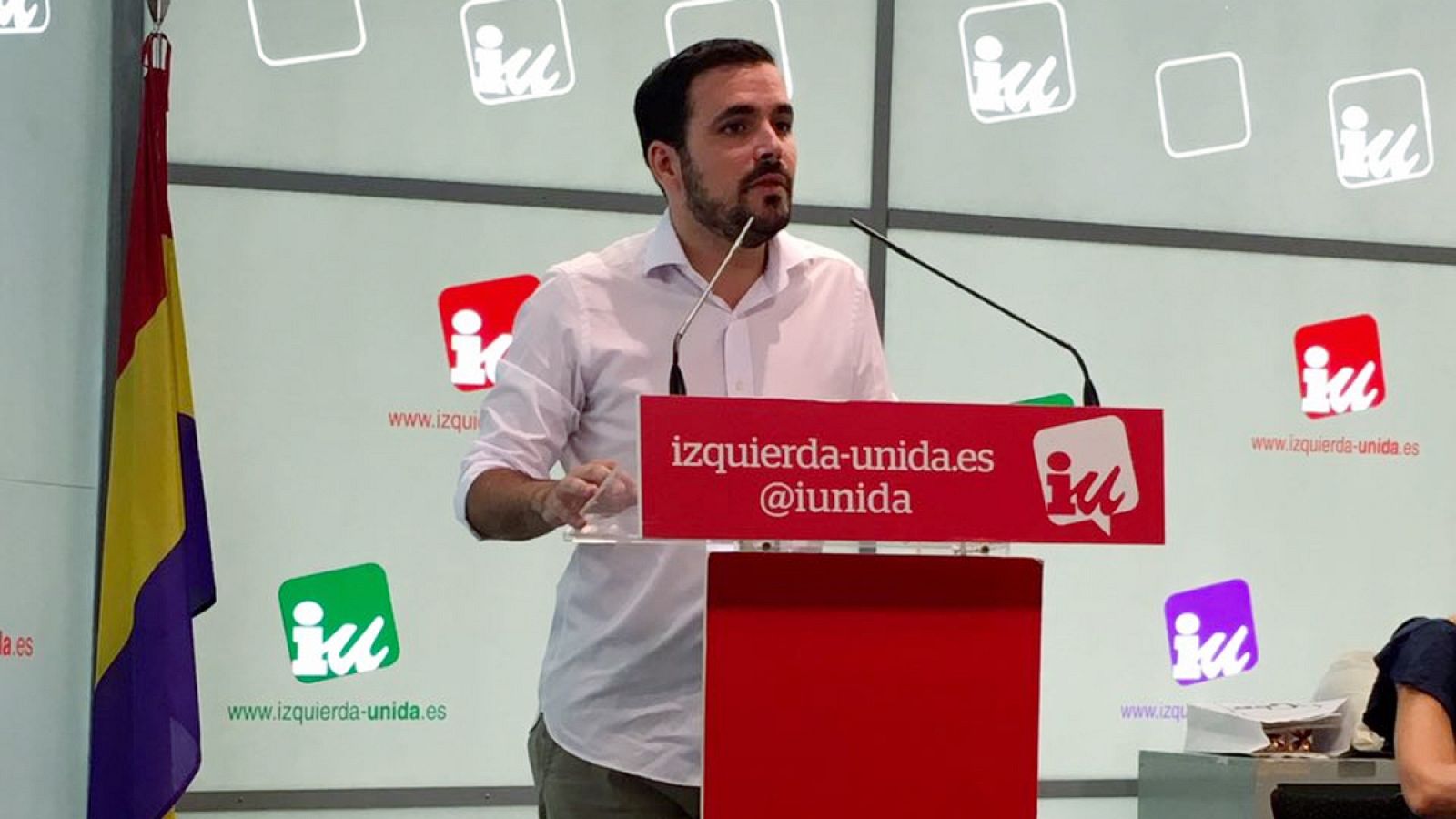 El nuevo coordinador federal de IU, Alberto Garzón, durante la Asamblea Política y Social del partido